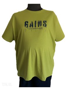 Rövid ujjú póló kerek nyakú zöldessárga Gains