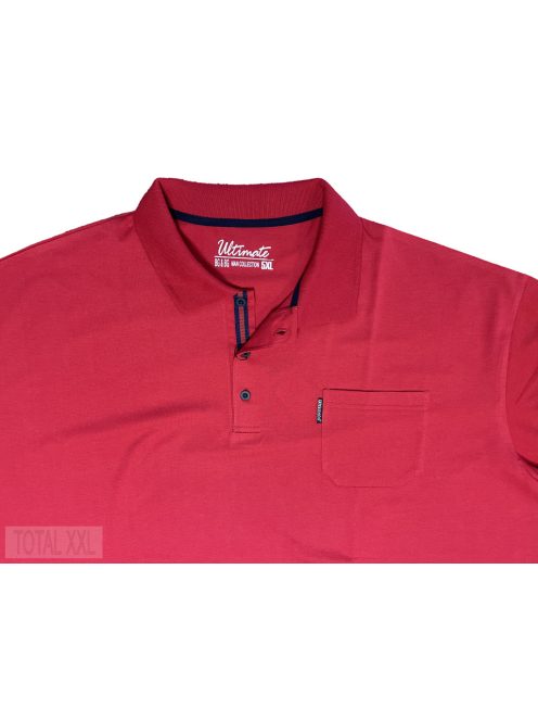 Rövid ujjú póló galléros zsebes piros