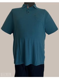 Rövid ujjú póló galléros zsebes türkizzöld