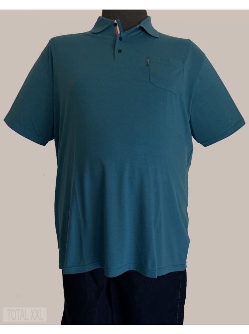 Rövid ujjú póló galléros zsebes türkizzöld