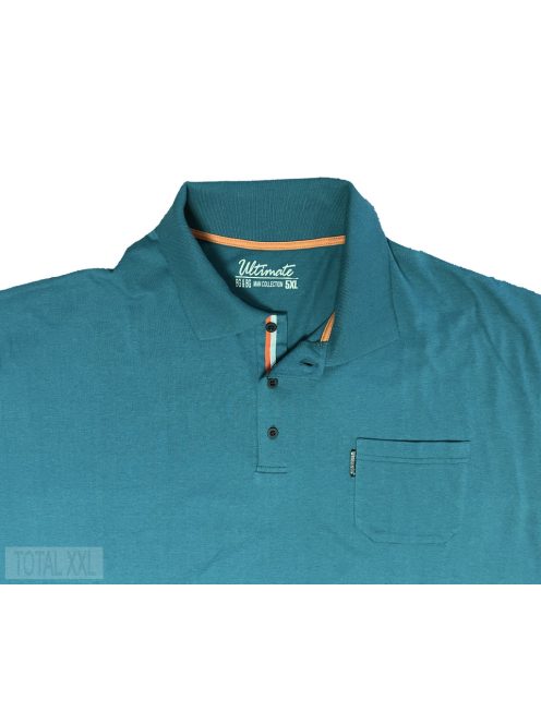 Rövid ujjú póló galléros zsebes türkizzöld