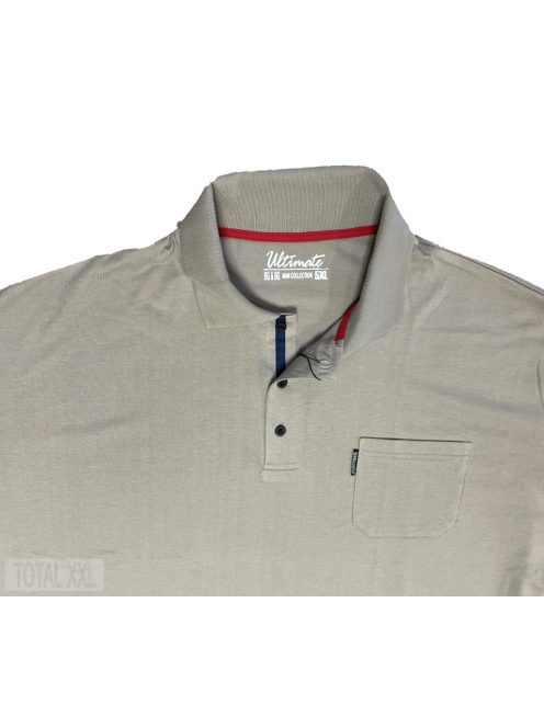 Rövid ujjú póló galléros zsebes drapp