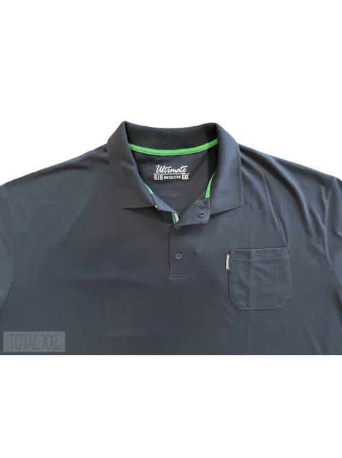 Rövid ujjú póló galléros zsebes sötétkék